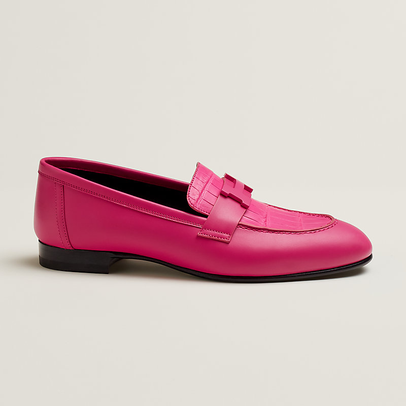 Pink on sale leather loafers